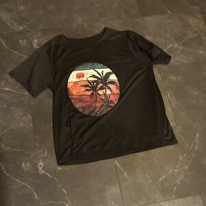 Black T-Shirt with Tropical Print 25